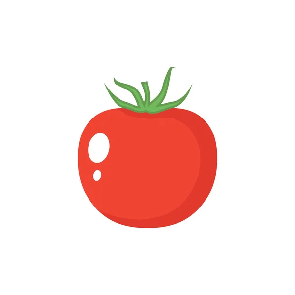 Tomate Mit Blattvektorsymbol Tomaten Ikone Tomaten Cartoon — Stockvektor