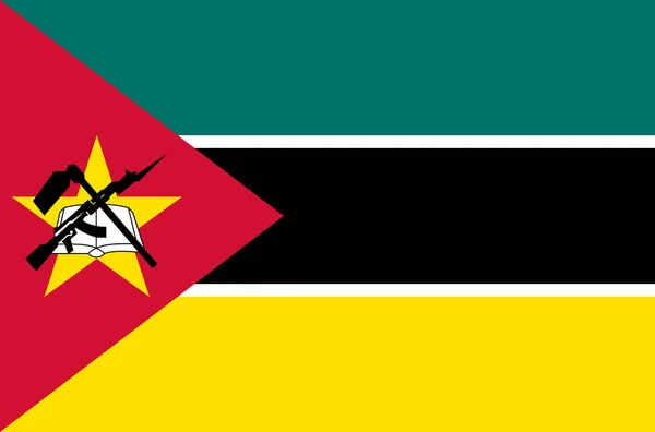 Мозамбикский Национальный Флаг Официальный Флаг Мозамбика Точных Цветов Истинный Цвет — стоковый вектор