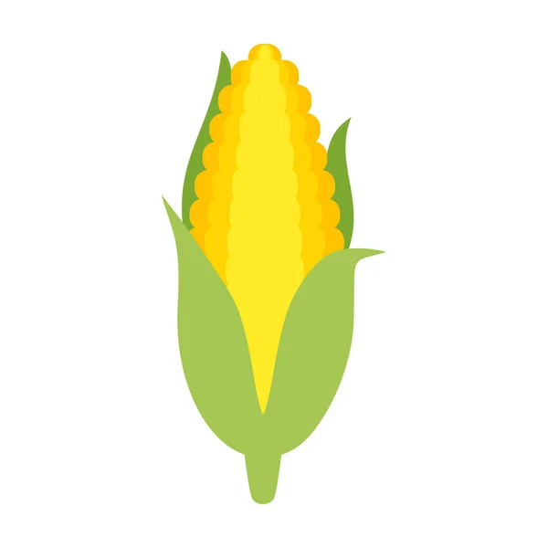 Corn Cob Vector Clipart Cartoon Pannocchia Mais Con Foglie — Vettoriale Stock