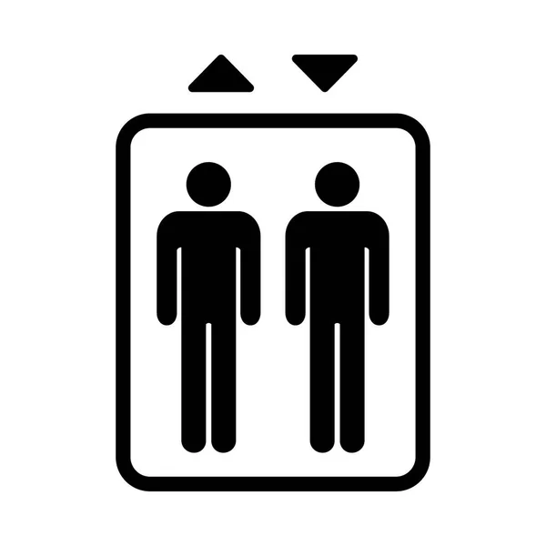 Výtah Znamení Černý Samostatný Symbol Pro Výtah Jednoduchý Design — Stockový vektor