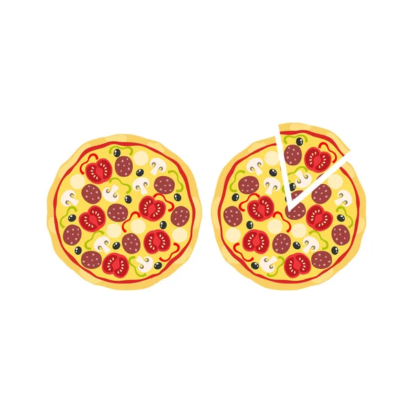 Pizza Fatia Pizza Clipart Desenhos Animados Ilustração Vetorial Pizza Colorida —  Vetores de Stock