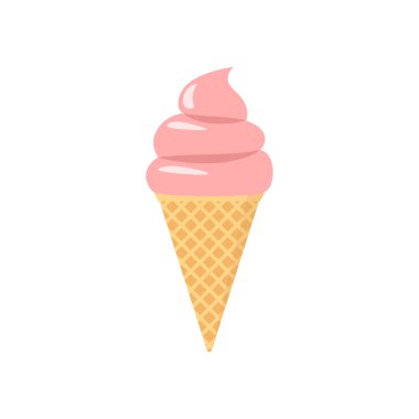 Pembe dondurma karikatür clipart. Gözleme dondurma külahı vektör çizgi film.