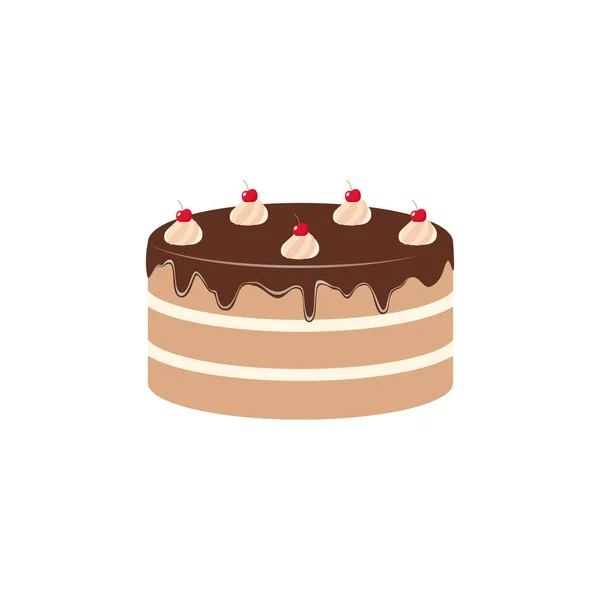Chocolate Cake Clipart Cartoon Chocolate Glazed Cake Cherries — Stock Vector