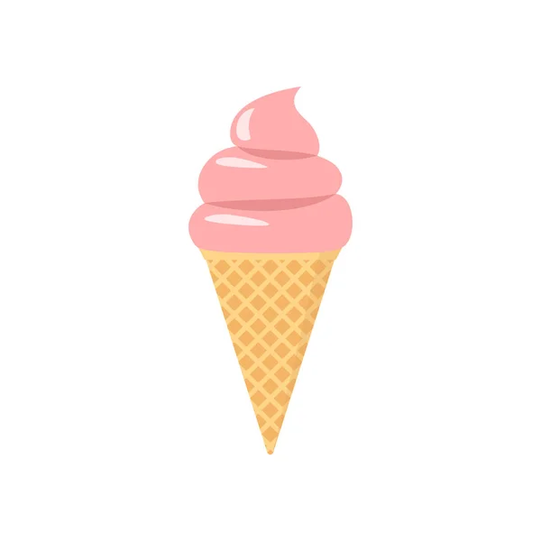 Roze Ijs Cartoon Clipart Wafel Ice Cream Cone Vector Cartoon — Stockvector