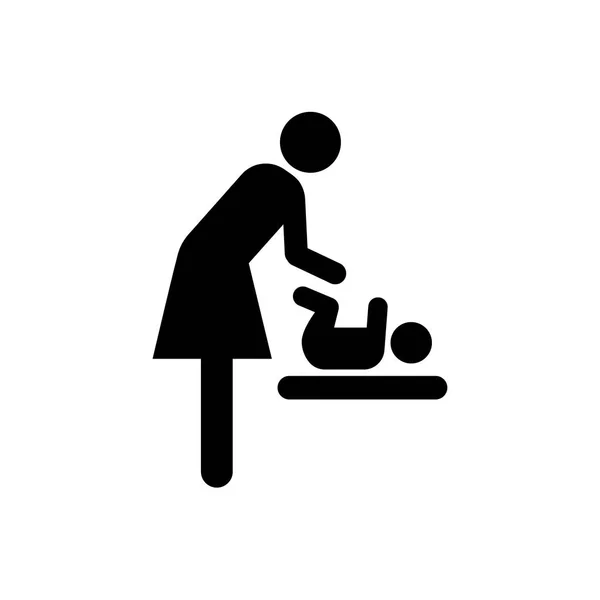 Popok Mengubah Ikon Kamar Stasiun Simbol Bayi Mengubah Ruang Hitam - Stok Vektor