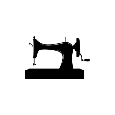 Bağbozumu dikiş makinesi siyah vektör siluet. Retro dikiş makinesi.