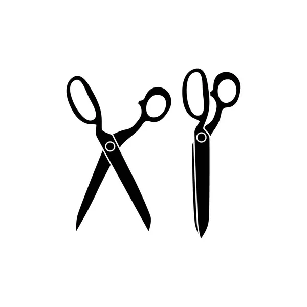 Open Closed Black Tailor Scissors Icons Sewing Retro Scissors Vintage — Stock Vector