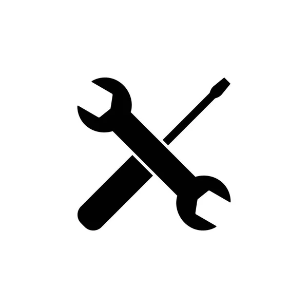 Moersleutel Schroevendraaier Gekruist Pictogrammen Instellingen Tools Web Pictogram Spanner Schroef — Stockvector