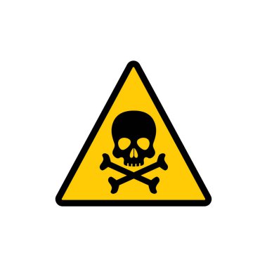 Sarı renk üçgen uyarı toksik işareti. Toksik uyarı üçgen vektör simge etiketi.