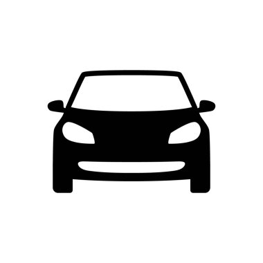 Siyah izole otomobil siluet simge. Araba siluet vektör simgesi.