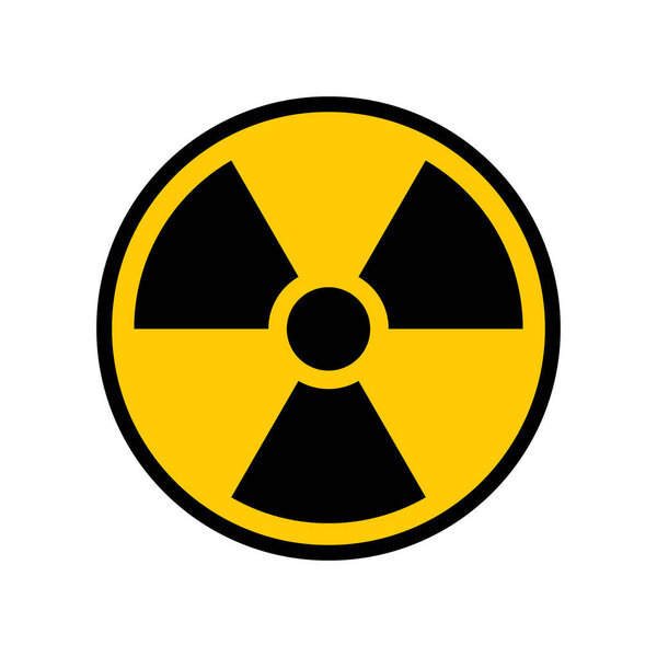 Radioactive warning yellow circle sign. Radioactivity warning vector symbol.