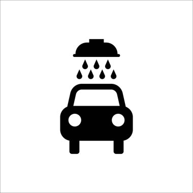 Cennet basit vektör simgesi tasarım. Arabanın altında bir duş siyah simgesi. Oto yıkama sembolü.