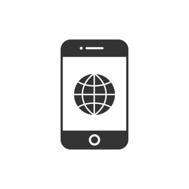 Smartphone ve küre sembolü simgesi. 
