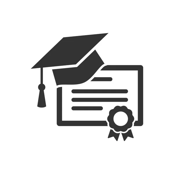 Diploma Certificado Ícone Cap Graduação Ícone Conceito Grau Acadêmico — Vetor de Stock