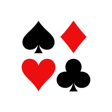 İskambil sembolleri vektör. Bir meydanda karo, maça, kulüp ve kalpleri Icon set.