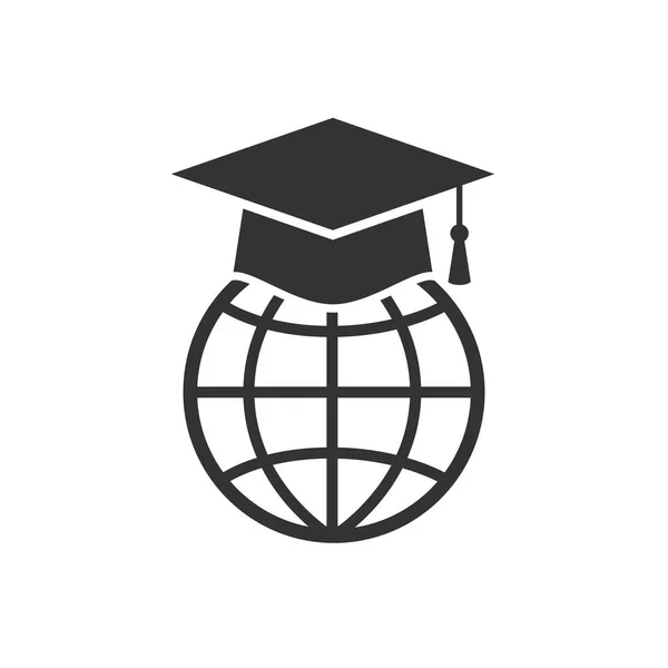 Ícone Conceito Learning Capa Graduação Com Símbolo Globo Ícone Vetorial — Vetor de Stock