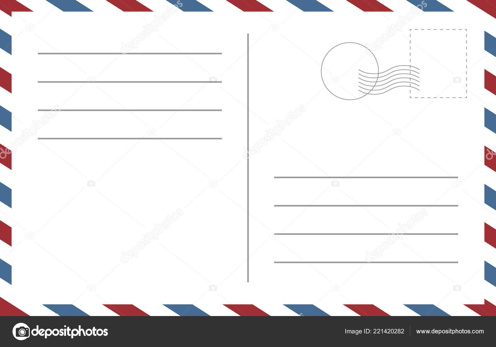 Blank Postcard Template Backside Postcart Design Vector Blank Intended For Back Of Postcard Template