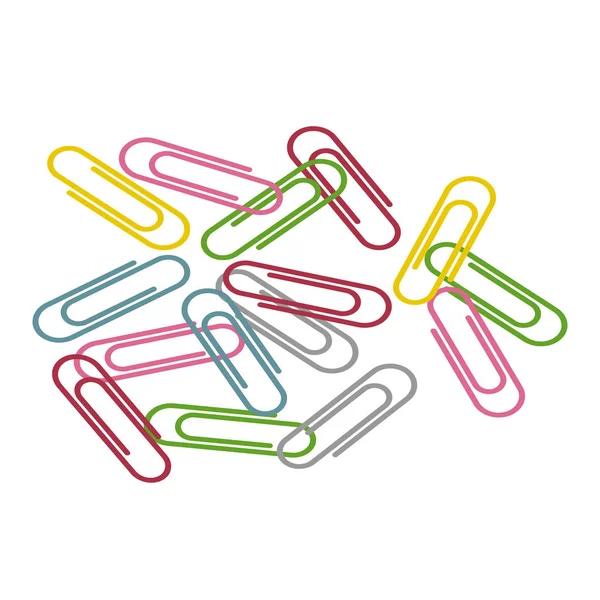 Messy Scattered Colorful Paperclips Dispersed Paper Clips Vector Set — Stock Vector