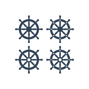 Gemi tekerlek vektör simgesi. Geminin direksiyon basit Icons set.