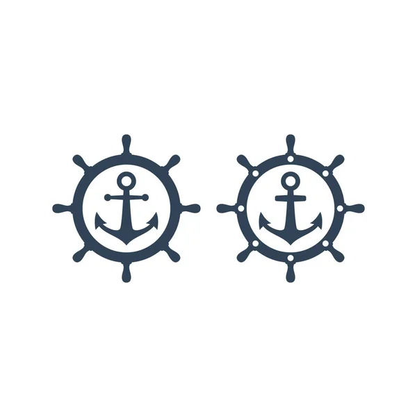 Ship Steering Wheel Anchor Icon Ship Wheel Anchor Vector Icon — Stock Vector