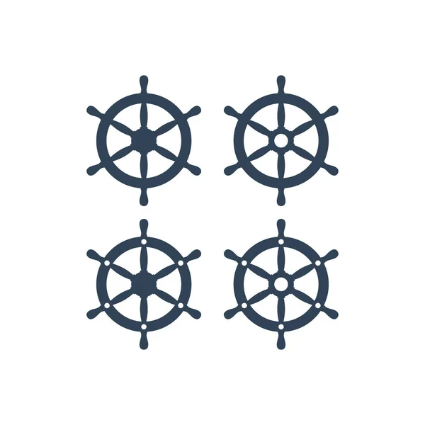 Ship Wheel Six Handles Vector Icon Ship Steering Wheel Simple — Stock Vector