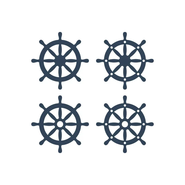 Ship Wheel Vector Icon Ship Steering Wheel Simple Icons Set — Stock Vector
