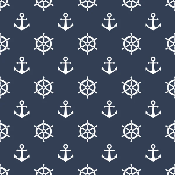 Anchor Ship Wheel Seamless Pattern Design Vector Nautical Sea Pattern — Stock Vector