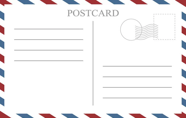 Postcard Back Blank Template Vintage Postcard Empty Vector Template — Stock Vector