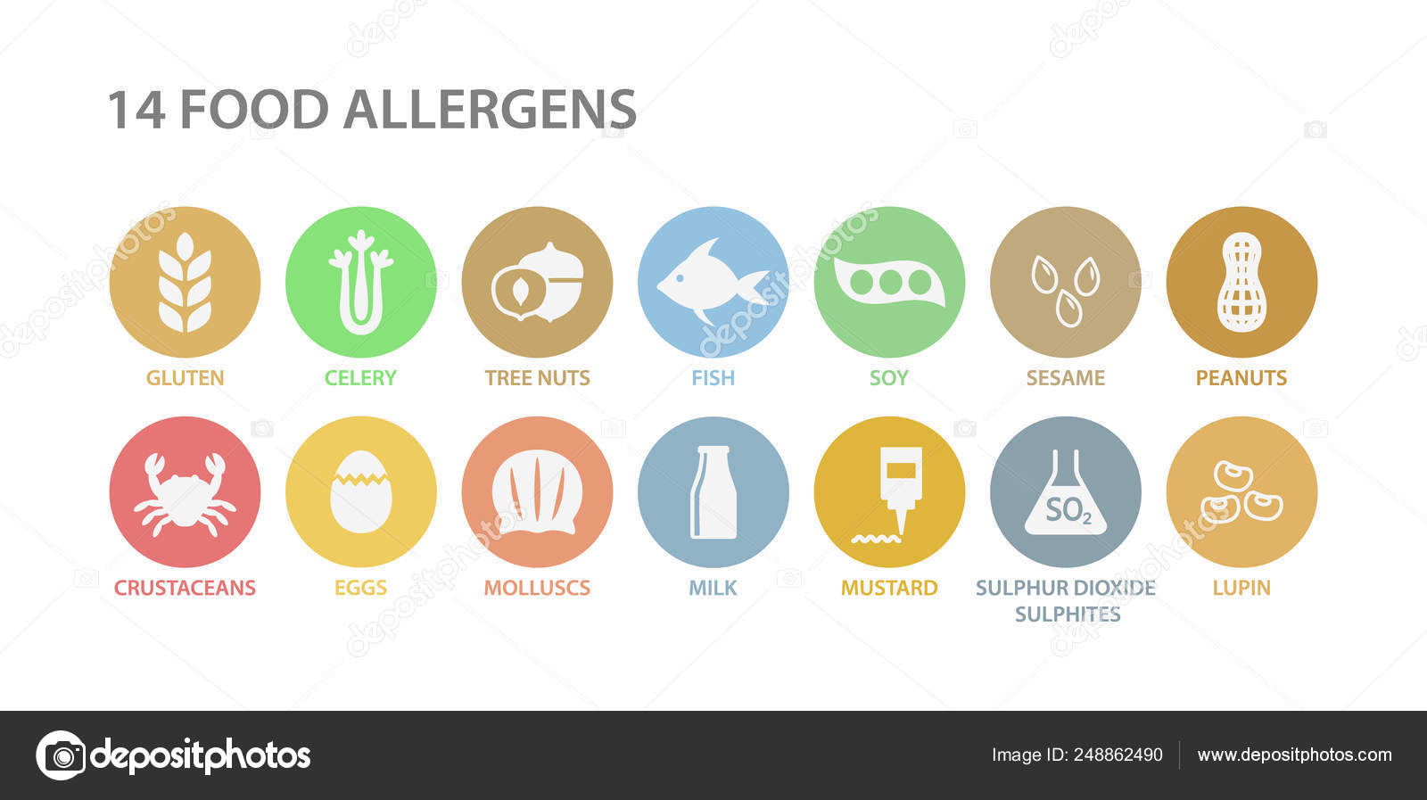 Alerg nicos Alimentos Men Lista C rculo Icono Conjunto Alergeno 