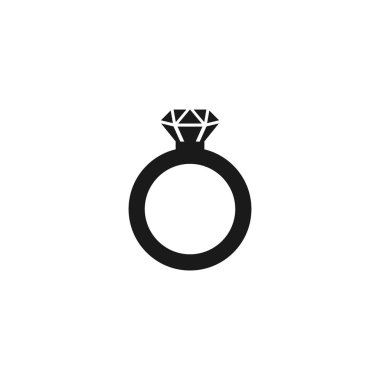 Nişan yüzüğü basit vektör simgesi. Alyans elmas siluet simgesi.
