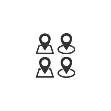 Kare ve daire simgeleriyle konum belirleyici. Siyah izole konum pin web vektör simgesi seti.