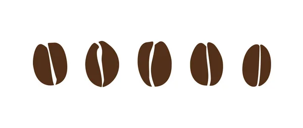 ダークブラウンコーヒー豆セット 分離されたコーヒー豆ベクトルアイコン — ストックベクタ