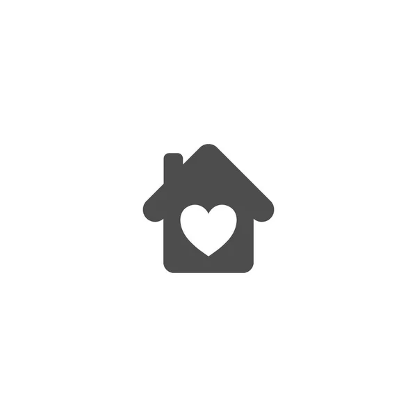 Nápis Domů Symbolem Srdce Jednoduchá Vektorová Ikona Dům Izolovanou Srdeční — Stockový vektor