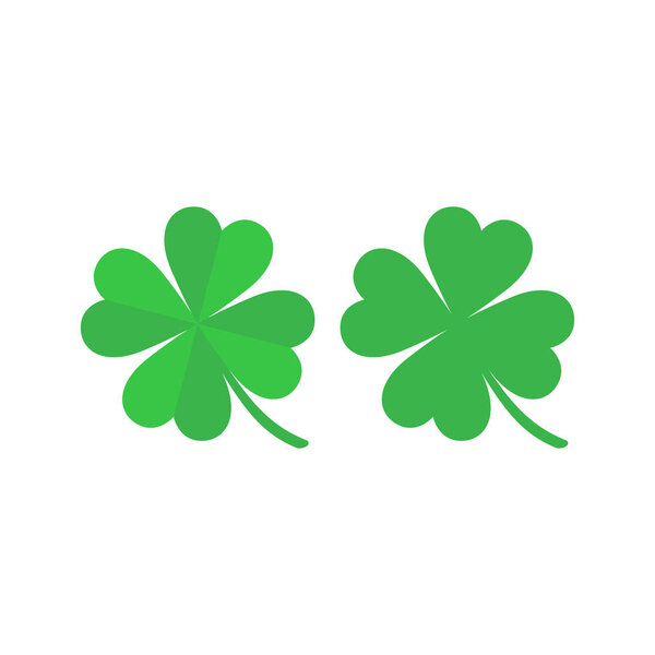 Зеленый четырехлистный клевер простой мультик. Цветной набор векторов клевера из четырех листьев
.