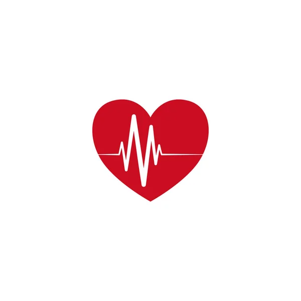 Beyaz Kalp Atışı Tıbbi Kavram Simgesi Ile Kırmızı Kalp Kırmızı — Stok Vektör