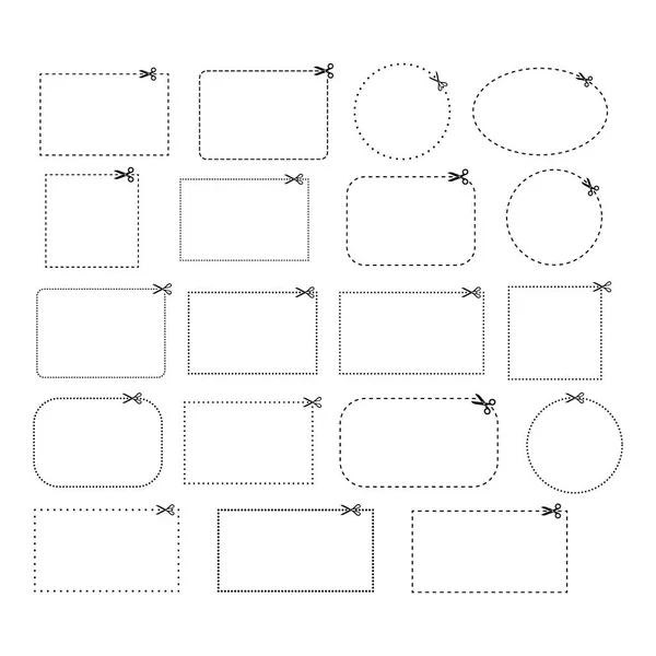 椭圆形矩形和圆形优惠券矢量模板 优惠券虚线和虚线模板集 — 图库矢量图片
