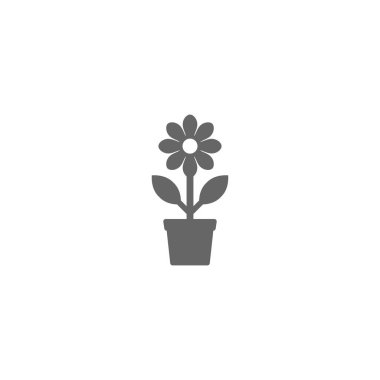 Bir pot basit vektör simgesi çiçek. Saksı izole siluet.