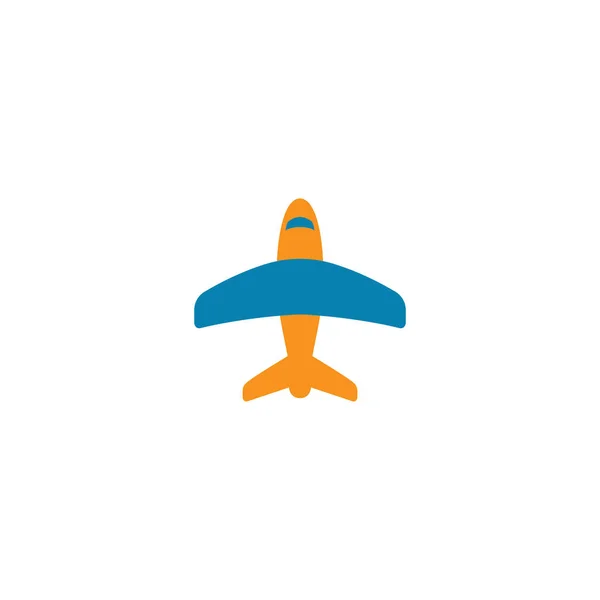 Airplane Simple Colorful Vector Cartoon Airplane Orange Blue Icon — Stock Vector