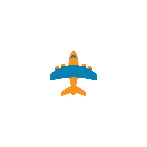 飛行機の単純なベクトルのカラフルな漫画のアイコン オレンジと青のシンボルの飛行機 — ストックベクタ