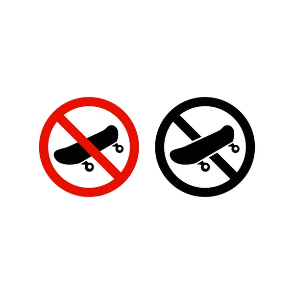 Pas Panneau Rouge Interdiction Skate Skateboard Interdit Cercle Vectoriel Icône — Image vectorielle