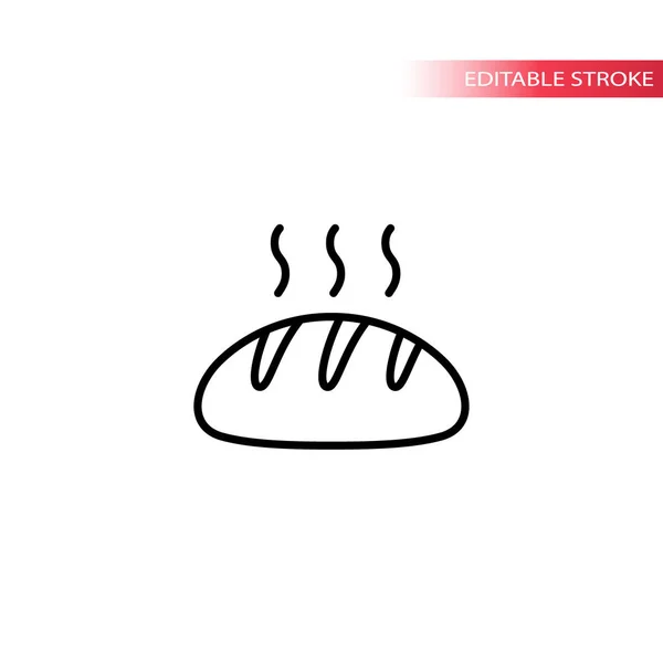 Bread loaf hot with steam vector thin line icon. Bread with vapor lines outline symbol. Editable stroke.