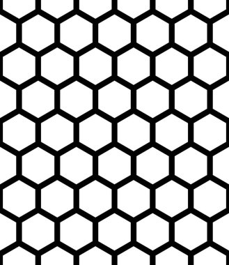 Petek ızgara basit siyah çizgi vektör deseni. Petek dikişsiz desen tasarımı.