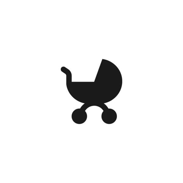 Baby Stroller Black Silhouette Icon Baby Pram Simple Glyph Vector — Stock Vector