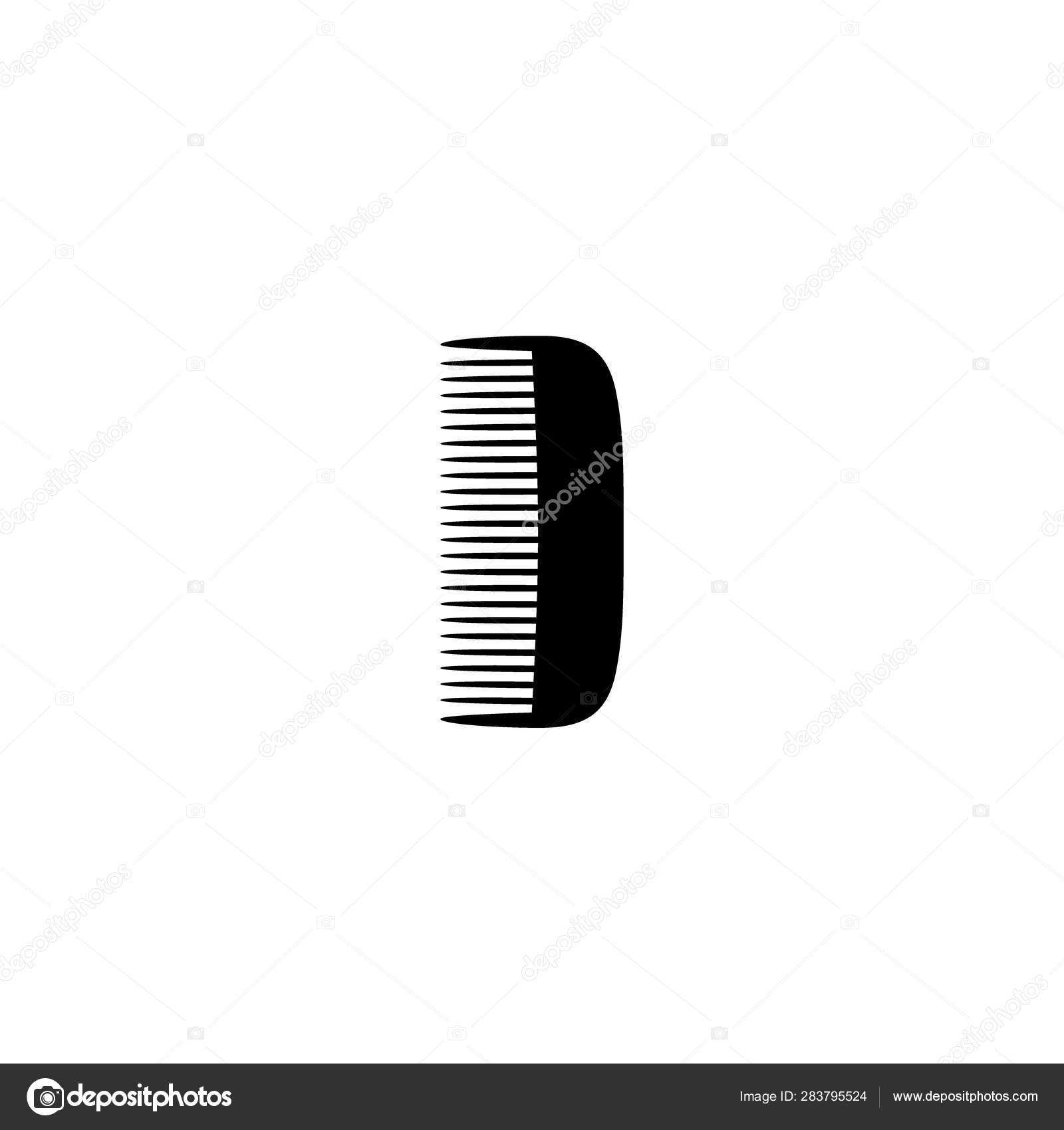 Hair Comb Black Silhouette Vector Icon Hairdressing Comb Simple