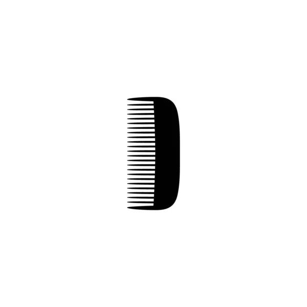 ヘアコームブラックシルエットベクトルアイコン 美容櫛シンプルなグリフシンボル — ストックベクタ