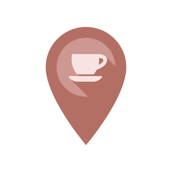 Puntero Pin Ubicación Con Cupk Café Icono Vector Marcador Ubicación — Vector de stock