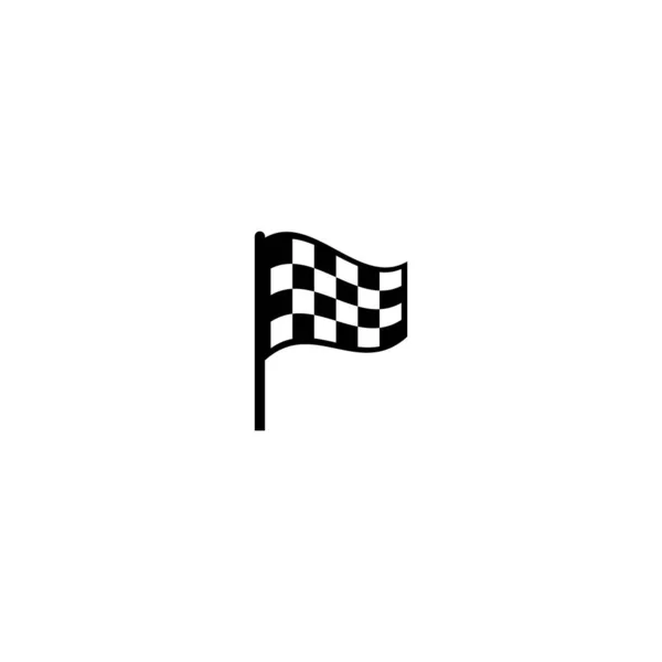 Гонки Прапори Чорно Білий Вектор Значок Прапор Гонки Картатий Знак — стоковий вектор