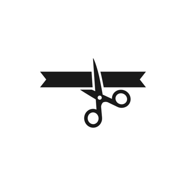 Ножиці Різання Стрічки Чорний Вектор Значок Велике Відкриття Інавгурація Простого — стоковий вектор