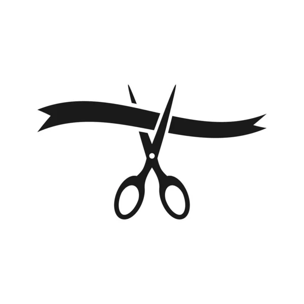Ψαλίδι Κοπής Κορδέλα Μαύρο Διάνυσμα Εικονίδιο Εγκαίνια Εγκαίνια Απλό Σύμβολο — Διανυσματικό Αρχείο