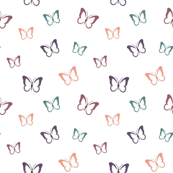 パステルカラーの蝶はシームレスなパターン 紙の蝶のデザイン — ストックベクタ